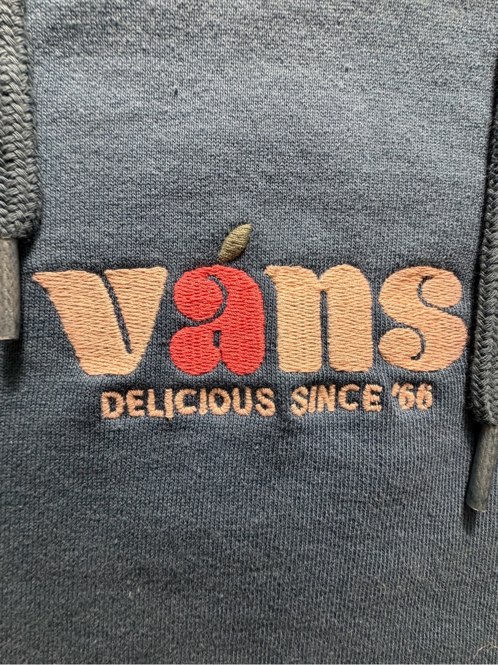 Vintage Vans Charcoal Hoodie with Peach & Red Logo